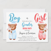 男の子または女の子テディベア性別リビール招待状 招待状 (正面)