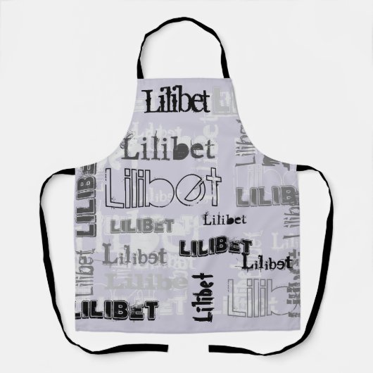 男の子または女の子トレンディー名ギフトアクセサリーパープル エプロン (正面)