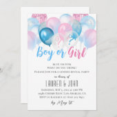 男の子または女の子バルーンジェンダーリビール招待状 招待状 (正面/裏面)