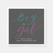 男の子または女の子ピンクブルージェンダーがパーティーグレーを表示 スタンダードカクテルナプキン (正面)