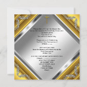 男の子または女の子ファースト聖餐式金ゴールドシルバー3 招待状 (裏面)
