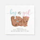 男の子または女の子ベアージェンダーがパーティーナプキンを明かす スタンダードカクテルナプキン (正面)