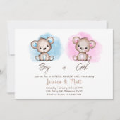 男の子または女の子ベアージェンダーのリビールパーティの招待状 招待状 (正面)