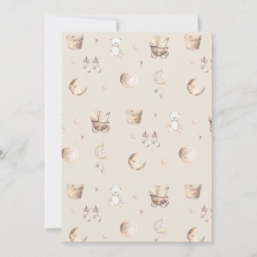 男の子または女の子ボホジェンダーの表示パーティー 招待状 (裏面)