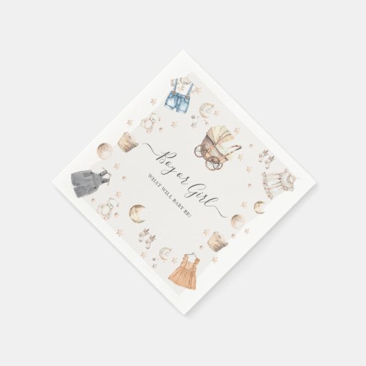 男の子または女の子ボホ子供部屋ベビークリブジェンダーリビール スタンダードカクテルナプキン (角)