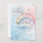 男の子または女の子レインボーウォーターカラーリビール招待状 招待状 (正面)