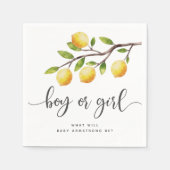 男の子または女の子レモンシトラスジェンダーリビールパーティー スタンダードカクテルナプキン (正面)