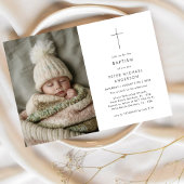 男の子または女の子白黒バプテスマ《キリスト教》洗礼式や命名式写真 招待状