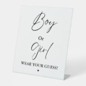 男の子または女の子衣服あなたの推測ベビーシャワーゲーム 台座サイン (正面)