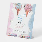 男の子または女の子衣服あなたの推測ベビーシャワーゲーム 台座サイン (正面)