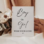 男の子または女の子衣服あなたの推測ベビーシャワーゲーム 台座サイン