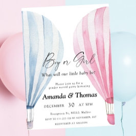 男の子または女の子 – 熱気球 – 性別の表示 招待状