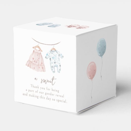 男の子または女の子Gender Revealありがとうギフト フェイバーボックス (裏面サイド)