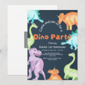 男の子も女の子も楽しめる恐竜パーティーの招待状 招待状 (正面/裏面)