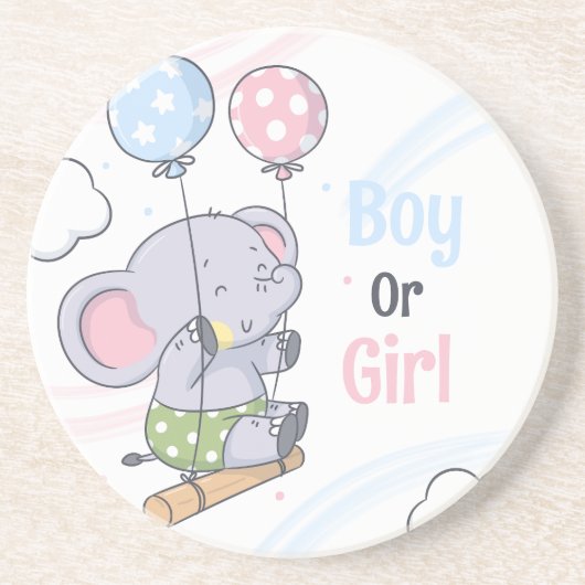 男の子や女の子の可愛い象の性別を明かす コースター (正面)