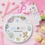 男の子や女の子の可愛い象の性別を明かす ペーパープレート (パーティー)