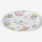 男の子や女の子の可愛い象の性別を明かす ペーパープレート (アングル)