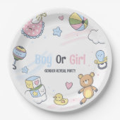 男の子や女の子の可愛い象の性別を明かす ペーパープレート (正面)