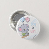 男の子や女の子の可愛い象の性別を明かす 缶バッジ (正面&裏面)