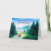 男の子や猫と女の子のためのサマーキャンプのカード カード (正面)