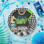 男の子よ!アーバンレトロヒップホップベビーシャワーBOY ペーパープレート (パーティー)