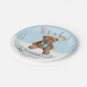 男の子よ！テディベアベビーシャワー ペーパープレート (アングル)