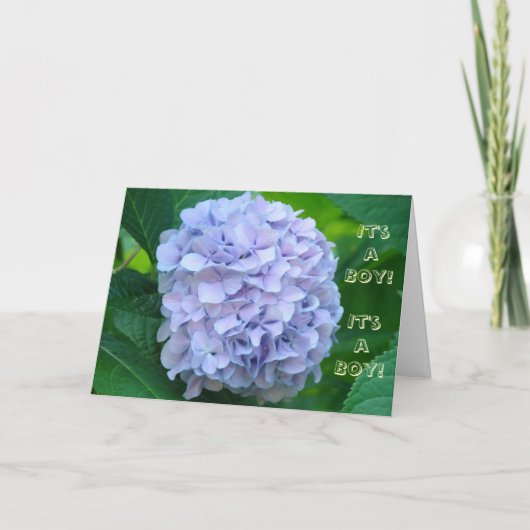 男の子よ！ベビーシャワー招待状ブルーフラワーズ 招待状 (正面)