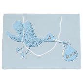 男の子を分娩している青いこうのとり ラージペーパーバッグ (正面)