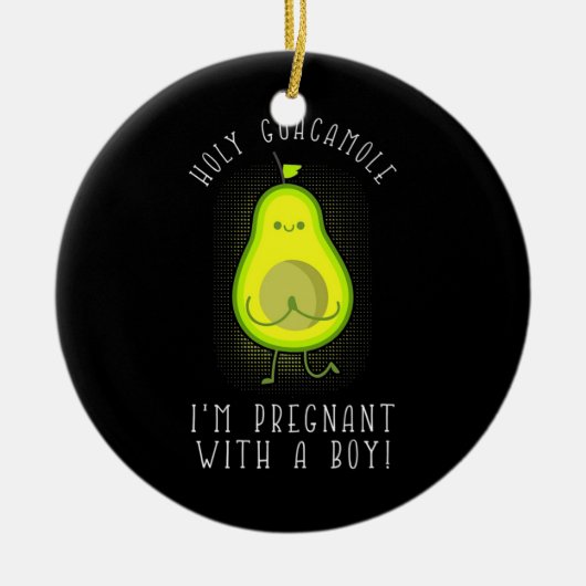 男の子を妊娠しているアボカド セラミックオーナメント (正面)