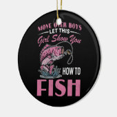 男の子を引っ越して、この女の子に魚の釣り方を教えてもらう セラミックオーナメント (左)