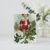 男の子を描写するビクトリアンなクリスマスの郵便はがき シーズンポストカード (スタンド正面)