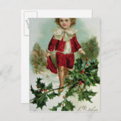 男の子を描写するビクトリアンなクリスマスの郵便はがき シーズンポストカード (正面/裏面)