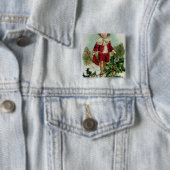 男の子を描写するビクトリアンなクリスマスの郵便はがき 缶バッジ (インサイチュ)