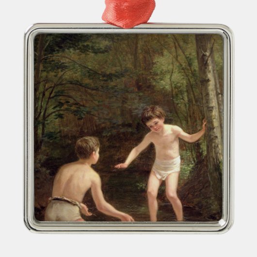 男の子を浸すこと、1873年 メタルオーナメント (正面)