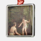男の子を浸すこと、1873年 メタルオーナメント (左)