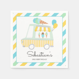 男の子アイスクリームトラック誕生日パーティーの装飾 スタンダードカクテルナプキン