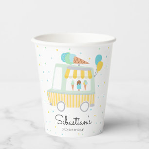 男の子アイスクリームトラック誕生日パーティーの装飾 紙コップ