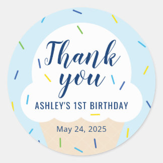 男の子アイスクリームパーティー好意ステッカー ラウンドシール