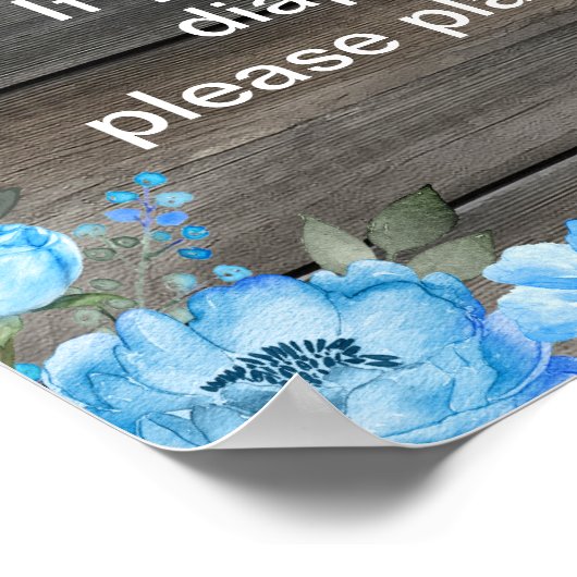 男の子エレファントおむつラッフルベビシャワーゲームサイン ポスター (角)