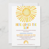 男の子オレンジのまわりに初の日赤ちゃんシャワー 招待状 (正面)