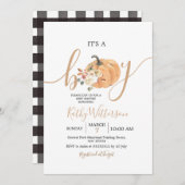 男の子オレンジカボチャのフローラの赤ちゃんシャワー 招待状 (正面/裏面)