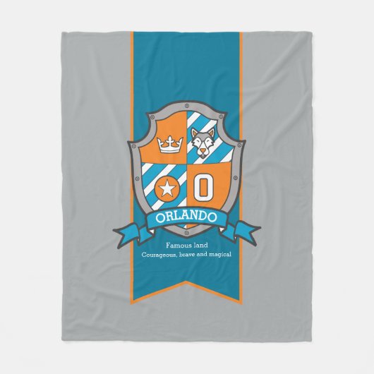 男の子オーランドまたは文字Oグレーの毛布を意味する名前 フリースブランケット (正面)
