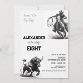 男の子カウボーイ誕生日パーティーを丸める 招待状 (正面)