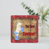 男の子カウボーイ赤ちゃんシャワー 招待状 (スタンド正面)