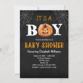 男の子カボチャのハロウィーンの赤ちゃんシャワー 招待状 (正面)