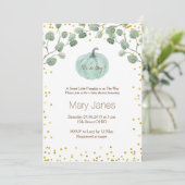 男の子カボチャの赤ちゃんシャワーの水色だ 招待状 (スタンド正面)