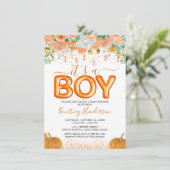 男の子カボチャ秋ベビーシャワー招待状 招待状 (スタンド正面)