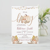 男の子カボチャ・ボホ・パンパス・フローラ・ベイビー・シャワー 招待状 (スタンド正面)