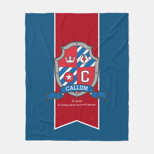 男の子カルムまたは文字Cの名前はグレーの毛布を意味する フリースブランケット (正面)