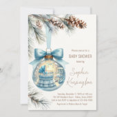 男の子クリスマスオーナメント冬の赤ちゃんシャワー 招待状 (正面)